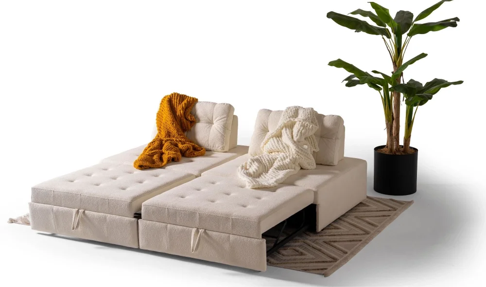 Rest Açılır Yataklı Modüler 2li Kolsuz Kanepe