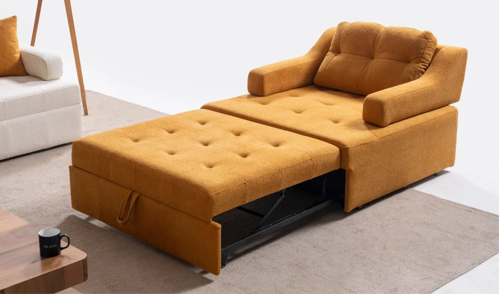 Rest Kollu Açılır Yataklı Tekli Hardal Koltuk