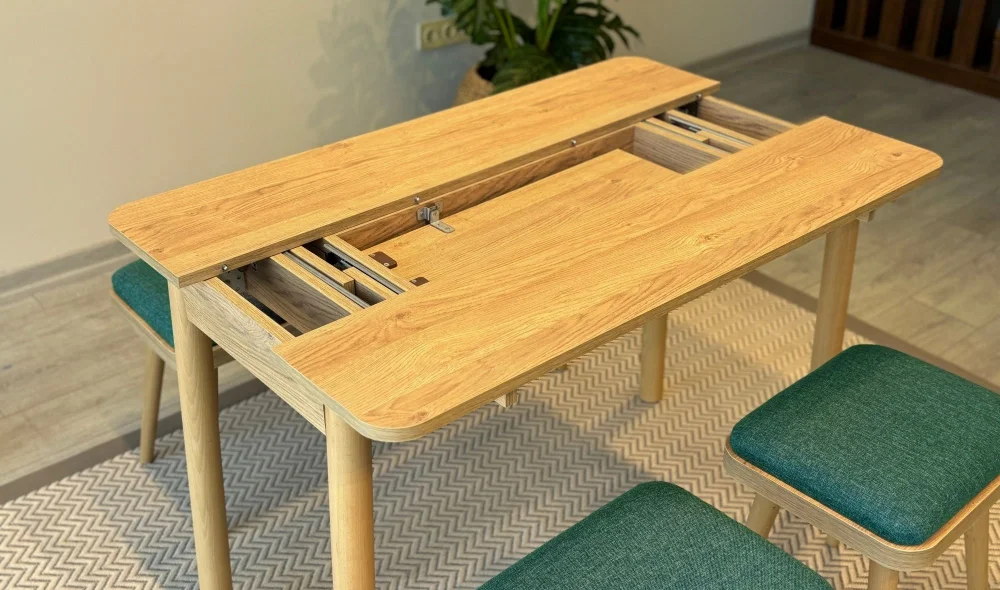 Rondo Mini Açılır Mutfak Masası Takımı - Karina Meşe Yeşil Renk