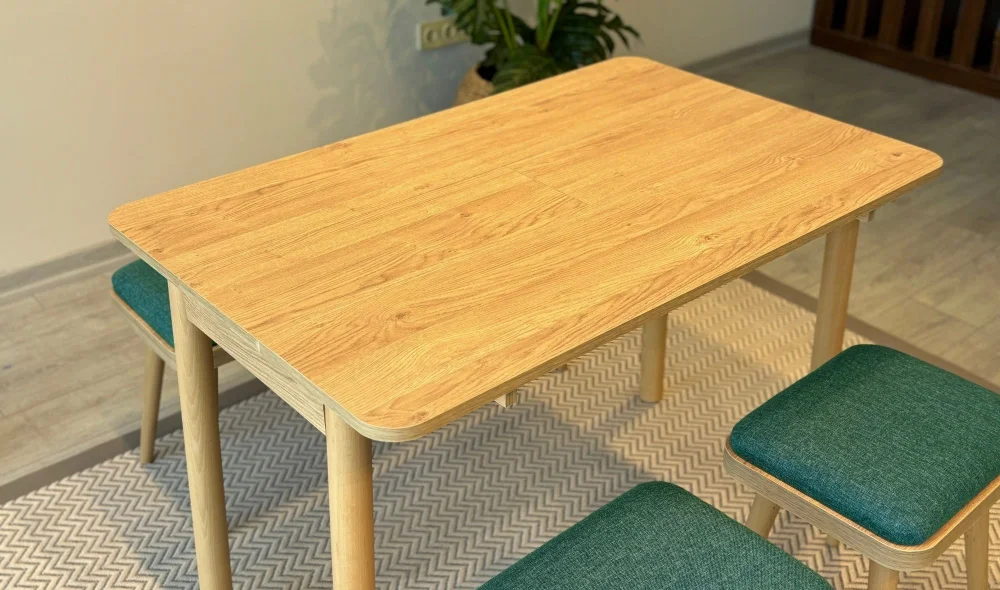 Rondo Mini Açılır Mutfak Masası Takımı - Karina Meşe Yeşil Renk