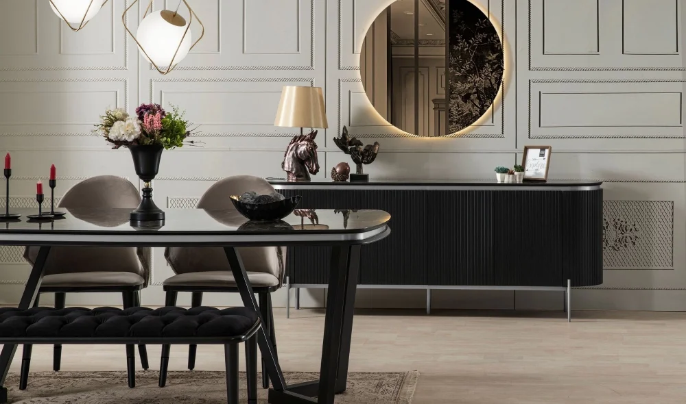 Tesla Yemek Odası Takımı (Black&Silver)