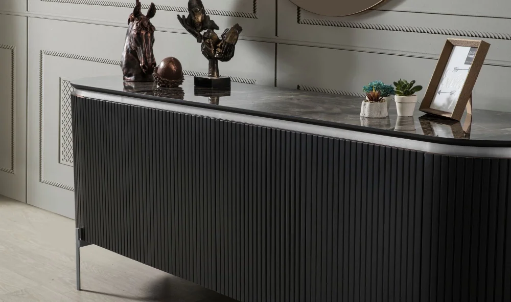 Tesla Yemek Odası Takımı (Black&Silver)