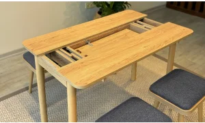 Rondo Mini Açılır Mutfak Masası Takımı - Karina Meşe Antrasit Renk