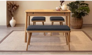 Rondo Mini Açılır Mutfak Masası Takımı - Karina Meşe Antrasit Renk