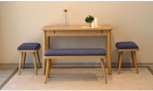 Rondo Mini Açılır Mutfak Masası Takımı - Karina Meşe Lacivert Renk