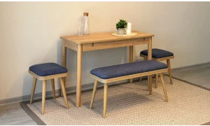 Rondo Mini Açılır Mutfak Masası Takımı - Karina Meşe Lacivert Renk