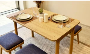 Rondo Mini Açılır Mutfak Masası Takımı - Karina Meşe Lacivert Renk