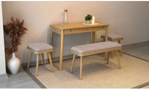 Rondo Mini Açılır Mutfak Masası Takımı - Karina Meşe Gri Renk