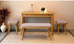 Rondo Mini Açılır Mutfak Masası Takımı - Karina Meşe Gri Renk