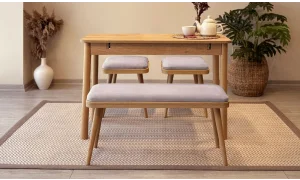 Rondo Mini Açılır Mutfak Masası Takımı - Karina Meşe Gri Renk