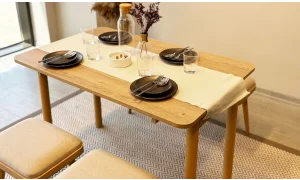 Rondo Mini Açılır Mutfak Masası Takımı - Karina Meşe Krem Renk