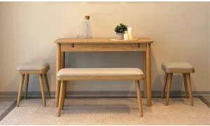 Rondo Mini Açılır Mutfak Masası Takımı - Karina Meşe Krem Renk