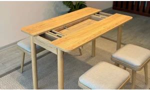 Rondo Mini Açılır Mutfak Masası Takımı - Karina Meşe Krem Renk