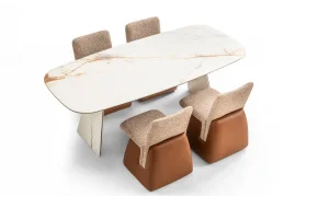 Divinia Beyaz Seramik Yemek Masası Takımı (180cm)