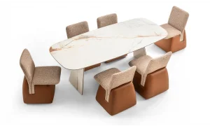 Divinia Beyaz Seramik Yemek Masası Takımı (180cm)