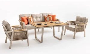 Olimpos Krem Iroko Bahçe ve Balkon Takımı