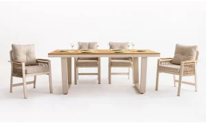 Olimpos Krem Iroko Yemek Masası Takımı