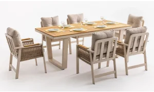 Olimpos Krem Iroko Yemek Masası Takımı