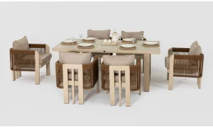 Atlas Kahve Seramik Yemek Masası Takımı