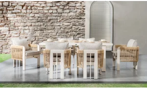 Atlas Krem Seramik Yemek Masası Takımı