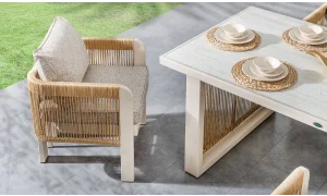 Atlas Krem Seramik Yemek Masası Takımı