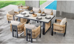 Atlas Siyah Seramik Yemek Masası Takımı