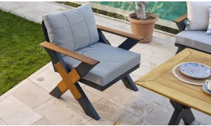 Lotus Antrasit Iroko Bahçe ve Balkon Takımı