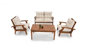 Teras Bej 4 Oturumlu Bahçe ve Balkon Takımı