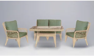 Side Rattan Camel İkili Bahçe ve Balkon Takımı