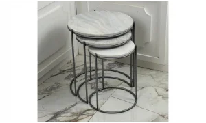 Neva 3lü Mermerli Zigon Sehpa