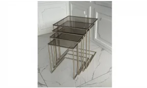 Harmony 4lü Zigon Sehpa - Cam Tablalı