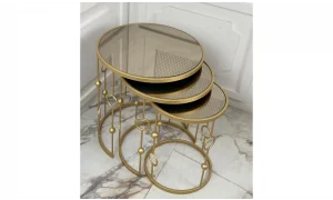 Elegant 3lü Zigon Sehpa - Aynalı