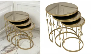 Elegant 3lü Zigon Sehpa - Aynalı