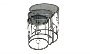 Elegant 3lü Zigon Sehpa - Cam Tablalı