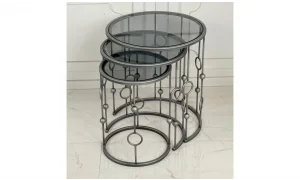 Elegant 3lü Zigon Sehpa - Cam Tablalı