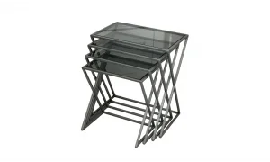 X 4lü Zigon Sehpa - Cam Tablalı