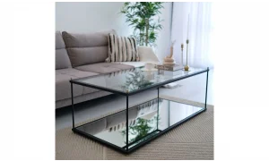 İnta Siyah Orta Sehpa - Cam Tablalı