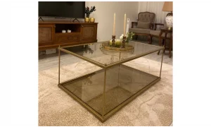 İnta Gold Orta Sehpa - Cam Tablalı