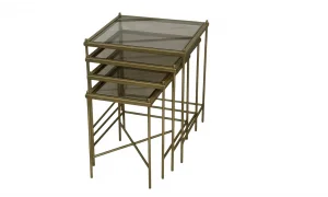 İnta 3lü Zigon Sehpa - Cam Tablalı