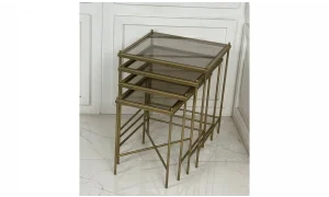 İnta 3lü Zigon Sehpa - Cam Tablalı