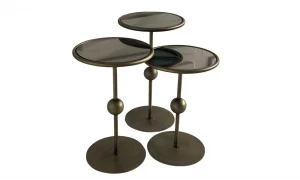 Art Eskitme Gold Zigon Sehpa - Cam Tablalı