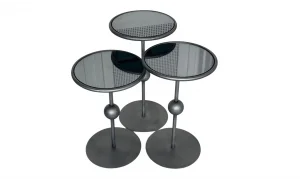 Art Eskitme Gümüş Zigon Sehpa - Cam Tablalı