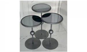 Art Eskitme Gümüş Zigon Sehpa - Cam Tablalı