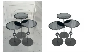 Art Eskitme Gümüş Zigon Sehpa - Cam Tablalı