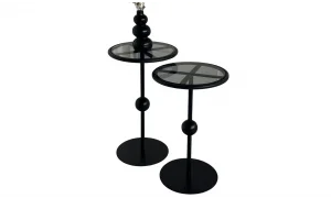 Art Siyah 2li Zigon Sehpa - Cam Tablalı