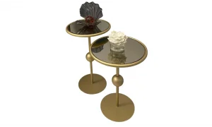 Art Gold 2li Zigon Sehpa - Cam Tablalı