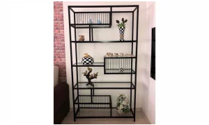 Luna Siyah Vitrin - Camlı