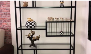 Luna Siyah Vitrin - Camlı