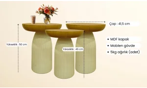 Bohem 3lü Mantar Sehpa - Ceviz & Aytaşı