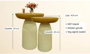 Bohem 2li Mantar Sehpa - Ceviz & Aytaşı